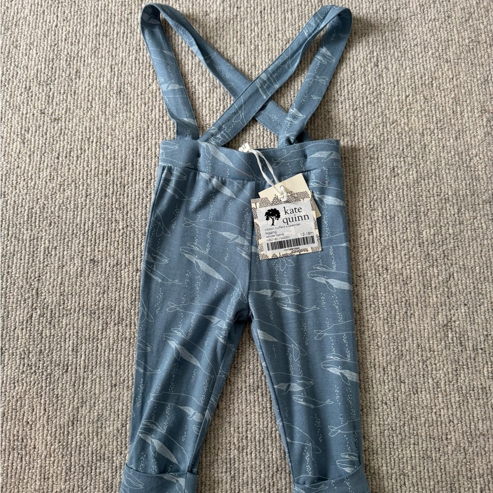Kate Quinn Blue Whale Suspender Overalls NWT